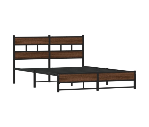 Estructura de cama sin colchón metal marrón roble 160x200 cm