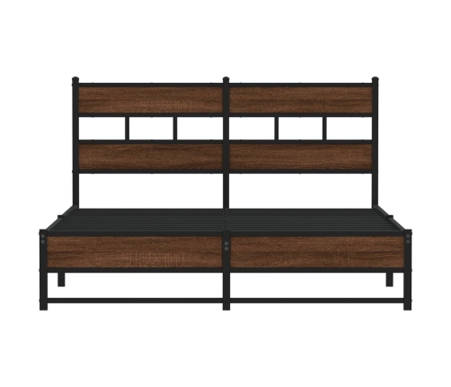 Estructura de cama sin colchón metal marrón roble 160x200 cm