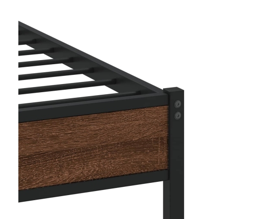 Estructura de cama sin colchón metal marrón roble 160x200 cm