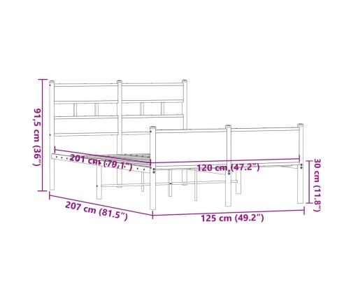 Estructura de cama sin colchón madera marrón roble 120x200 cm