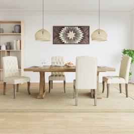 Sillas de comedor 4 unidades tela con apariencia de lino beige