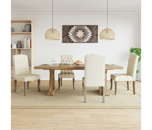 Sillas de comedor 4 unidades tela con apariencia de lino beige