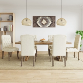 Sillas de comedor 6 unidades tela con apariencia de lino beige