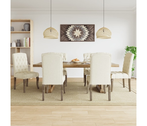 Sillas de comedor 6 unidades tela con apariencia de lino beige