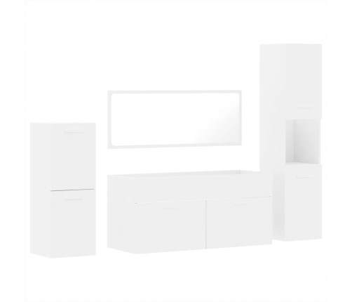 Juego de muebles de baño 4 pzas madera contrachapada blanco