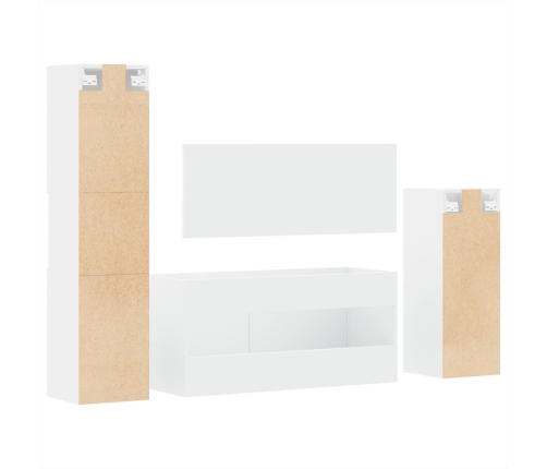 Juego de muebles de baño 4 pzas madera contrachapada blanco