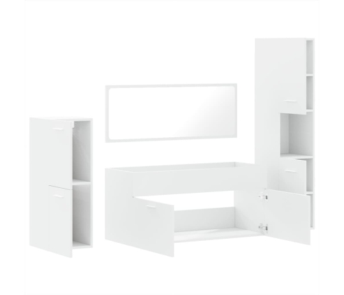 Juego de muebles de baño 4 pzas madera contrachapada blanco