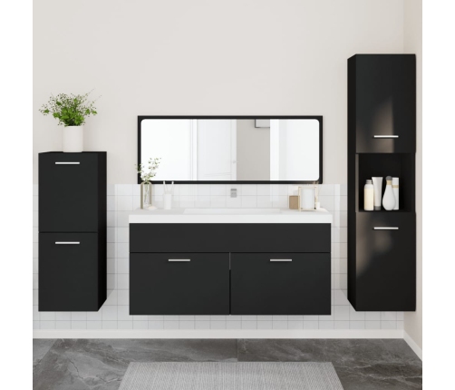 Juego de muebles de baño 4 pzas madera contrachapada negro