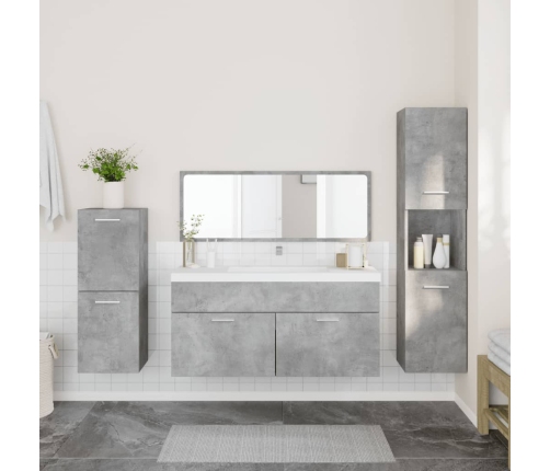 Juego muebles de baño 4 pzas madera contrachapada gris hormigón