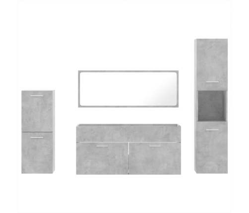 Juego muebles de baño 4 pzas madera contrachapada gris hormigón