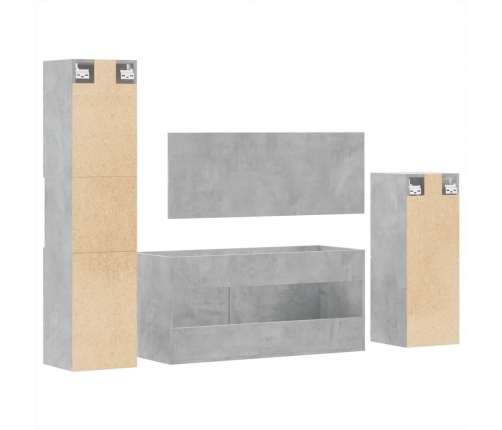 Juego muebles de baño 4 pzas madera contrachapada gris hormigón