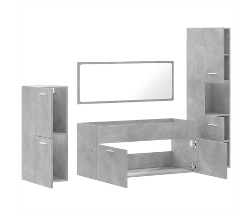 Juego muebles de baño 4 pzas madera contrachapada gris hormigón