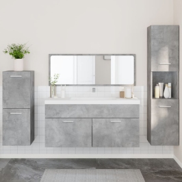 Juego muebles de baño 4 pzas madera contrachapada gris hormigón