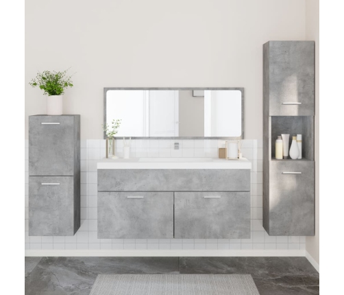 Juego muebles de baño 4 pzas madera contrachapada gris hormigón