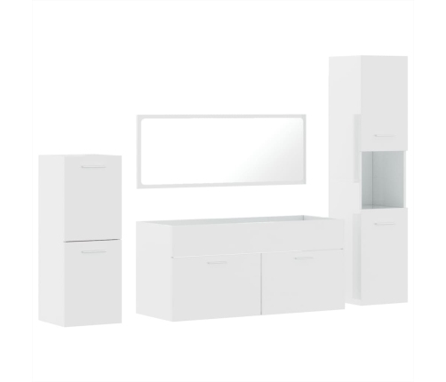 Juego muebles de baño 4 pzas madera contrachapada blanco brillo