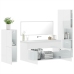 Juego muebles de baño 4 pzas madera contrachapada blanco brillo