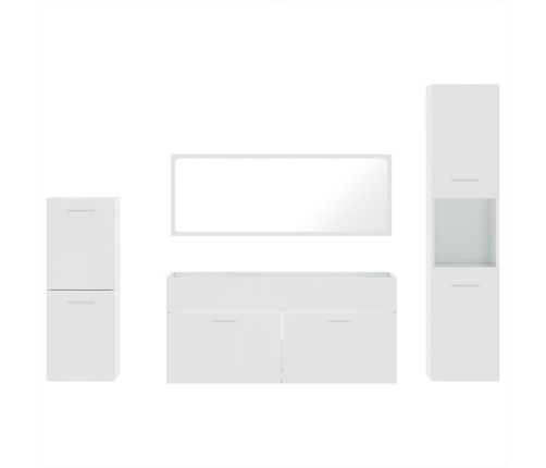 Juego muebles de baño 4 pzas madera contrachapada blanco brillo