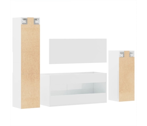 Juego muebles de baño 4 pzas madera contrachapada blanco brillo