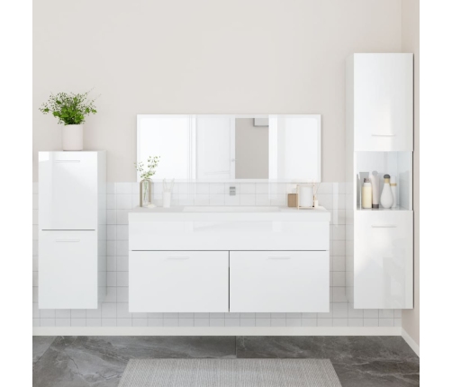 Juego muebles de baño 4 pzas madera contrachapada blanco brillo