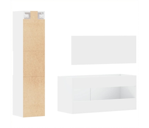 Juego de muebles de baño 3 pzas madera contrachapada blanco