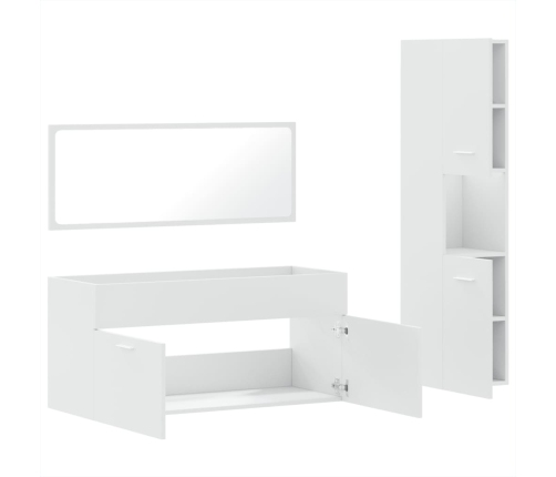 Juego de muebles de baño 3 pzas madera contrachapada blanco