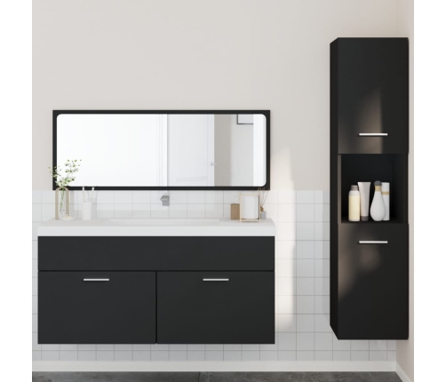 Juego de muebles de baño 3 pzas madera contrachapada negro