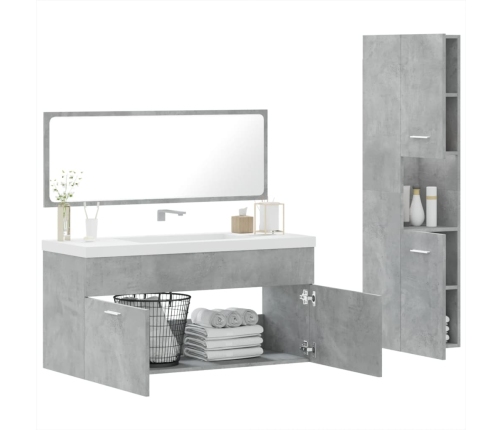 Set muebles de baño 2 piezas madera contrachapada gris hormigón