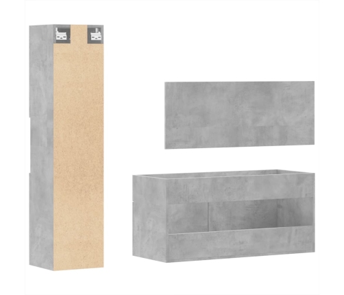 Set muebles de baño 2 piezas madera contrachapada gris hormigón