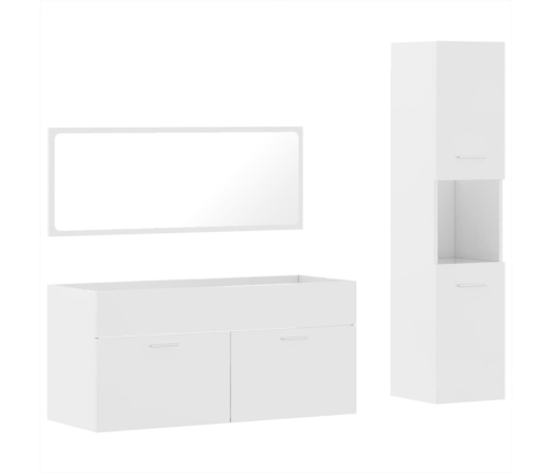 Set muebles de baño 3 piezas madera contrachapada blanco brillo