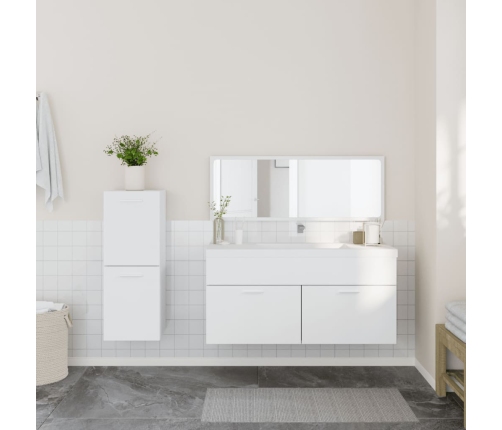 Juego de muebles de baño 3 pzas madera contrachapada blanco