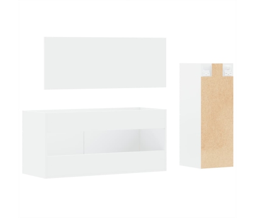 Juego de muebles de baño 3 pzas madera contrachapada blanco