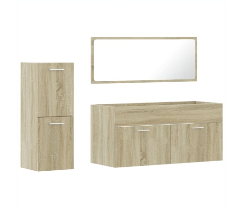 Set de muebles de baño 3 pzas madera contrachapada roble Sonoma