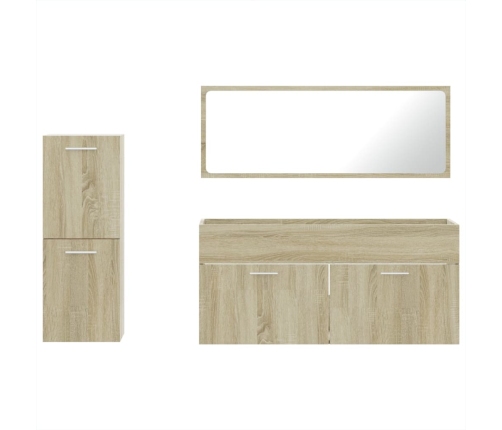 Set de muebles de baño 3 pzas madera contrachapada roble Sonoma