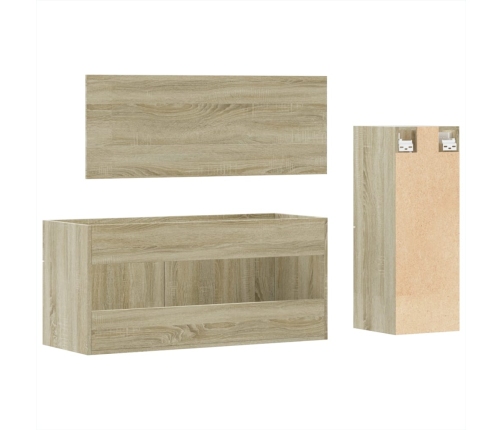 Set de muebles de baño 3 pzas madera contrachapada roble Sonoma