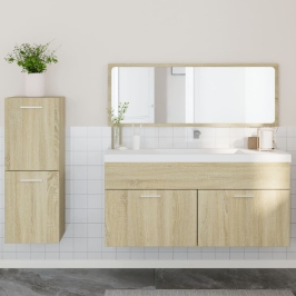 Set de muebles de baño 3 pzas madera contrachapada roble Sonoma