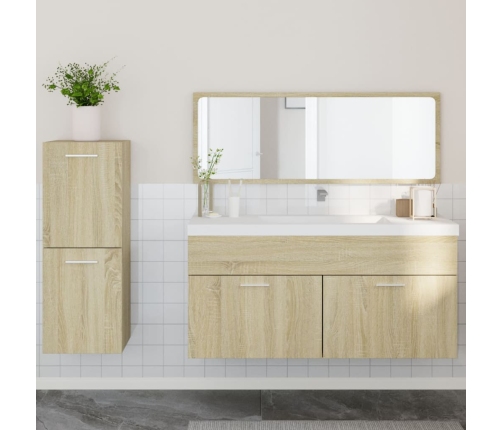 Set de muebles de baño 3 pzas madera contrachapada roble Sonoma