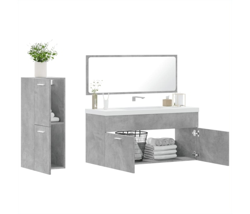 Set muebles de baño 2 piezas madera contrachapada gris hormigón