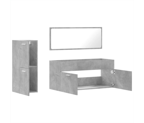 Set muebles de baño 2 piezas madera contrachapada gris hormigón