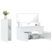 Set muebles de baño 3 piezas madera contrachapada blanco brillo