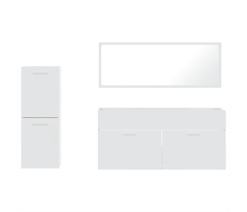 Set muebles de baño 3 piezas madera contrachapada blanco brillo