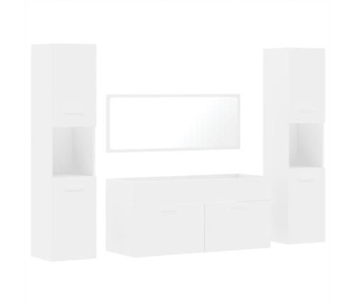 Juego de muebles de baño 4 pzas madera contrachapada blanco