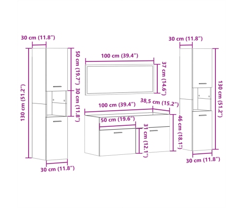 Juego de muebles de baño 4 pzas madera contrachapada blanco