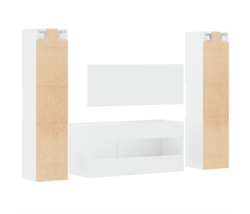 Juego de muebles de baño 4 pzas madera contrachapada blanco