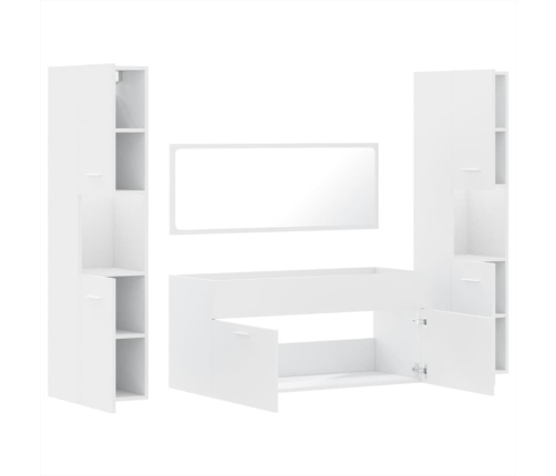 Juego de muebles de baño 4 pzas madera contrachapada blanco