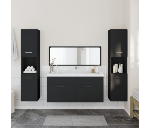 Juego de muebles de baño 4 pzas madera contrachapada negro