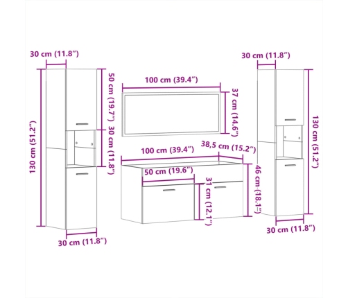 Juego de muebles de baño 4 pzas madera contrachapada negro