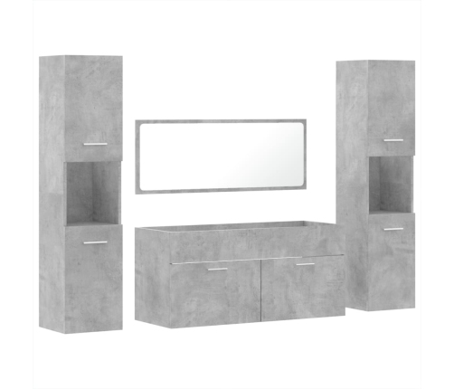 Juego muebles de baño 4 pzas madera contrachapada gris hormigón