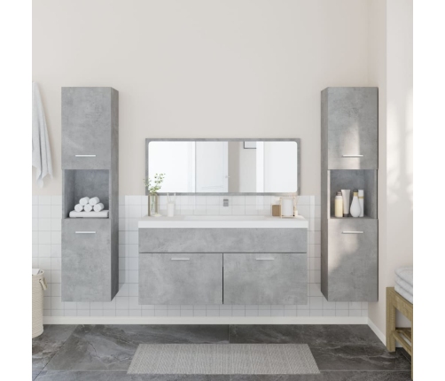 Juego muebles de baño 4 pzas madera contrachapada gris hormigón