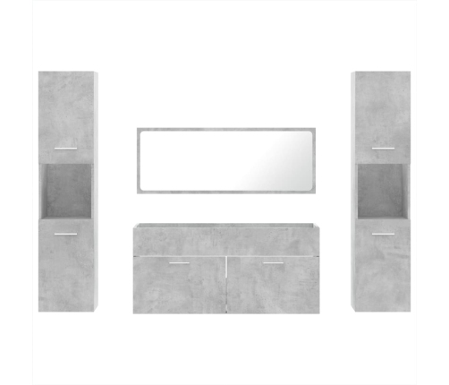 Juego muebles de baño 4 pzas madera contrachapada gris hormigón