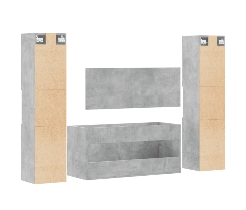 Juego muebles de baño 4 pzas madera contrachapada gris hormigón